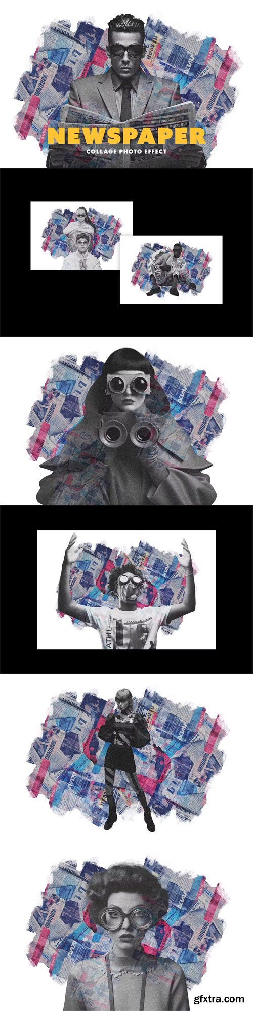 Vintage Newspaper Collage Photo Effect