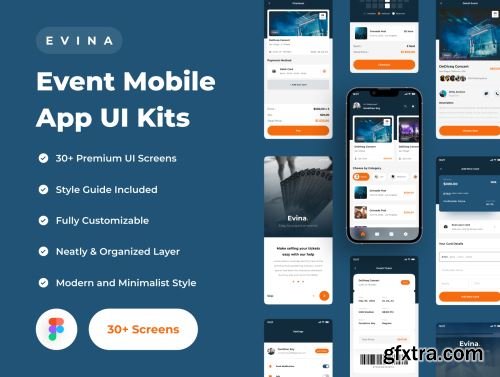 Evina - Event Mobile App UI Kits Ui8.net