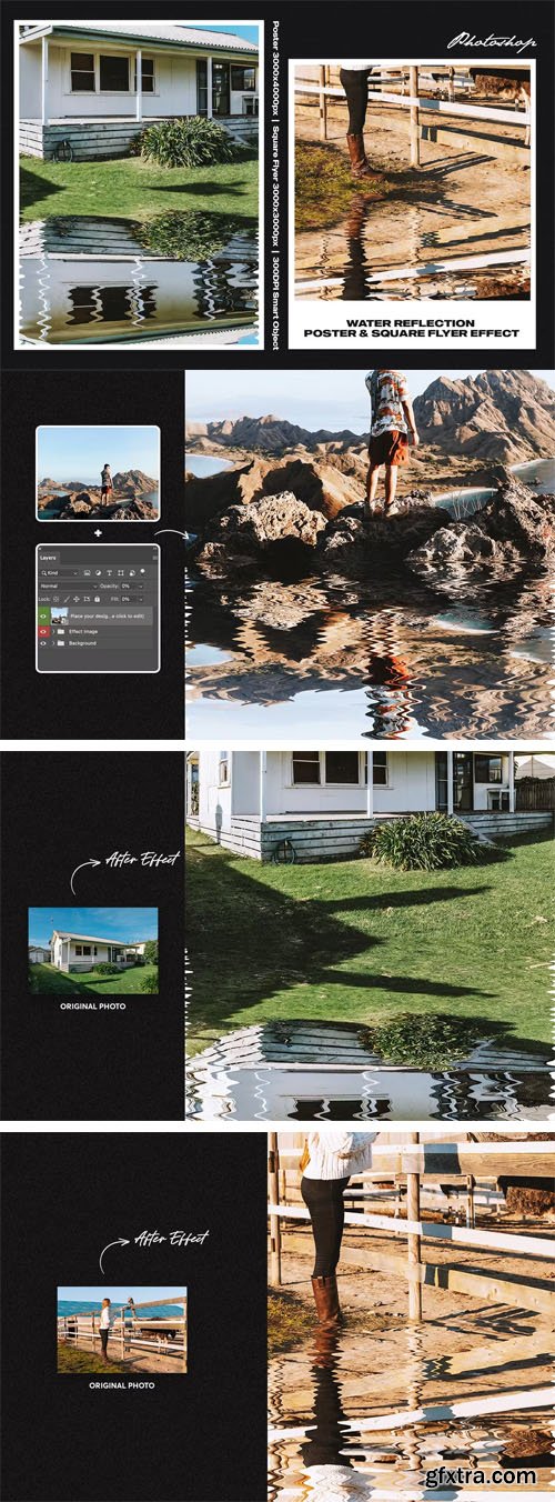 Water Reflection Square And Poster Effect