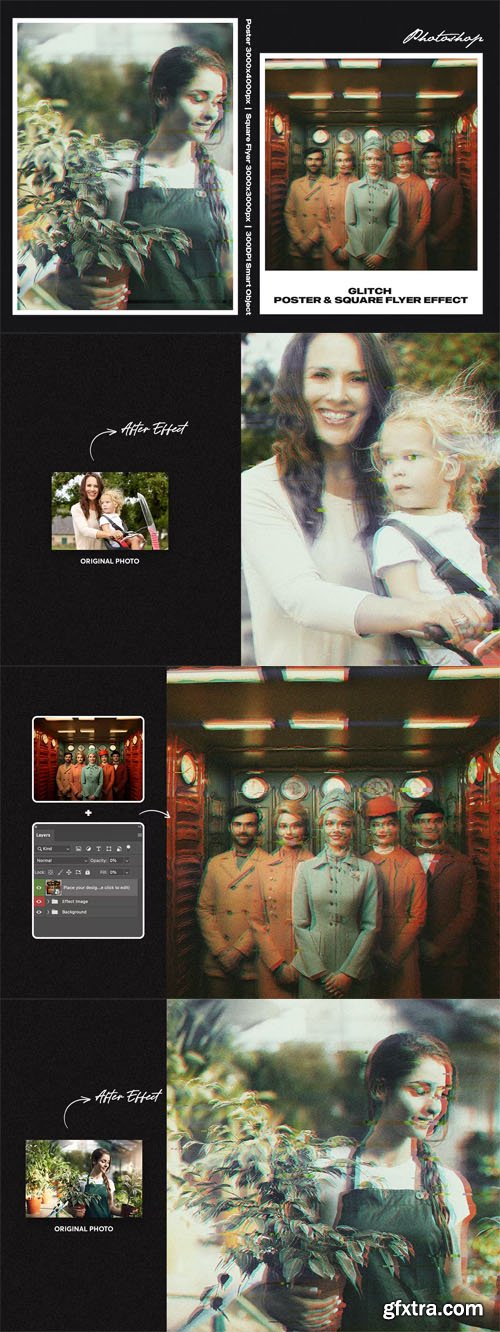 Glitch Square And Poster Effect