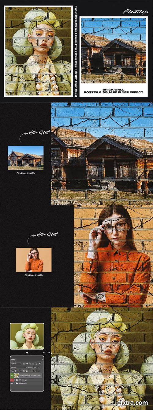 Brick Wall Square And Poster Effect