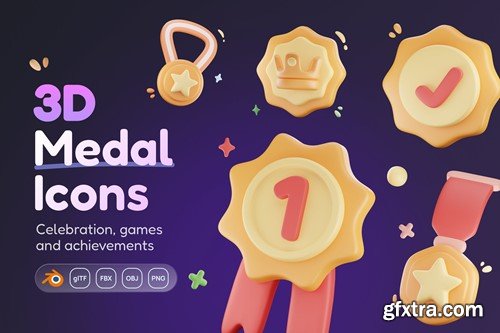Reward & Achievement Medal 3D Icon Set FXS99CZ