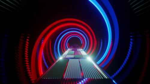 Videohive - Tunnel with long red and blue spirals going through it. Looped animation - 48355633 - 48355633