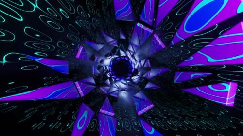 Videohive - Very colorful abstract design with black background and blue and purple colors. Looped animation - 48355636 - 48355636