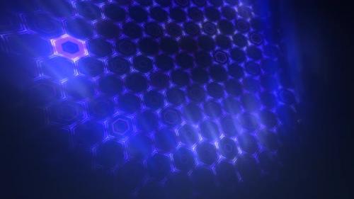 Videohive - Abstract blue background pattern of hexagons glowing futuristic digital energy magical bright - 48364601 - 48364601