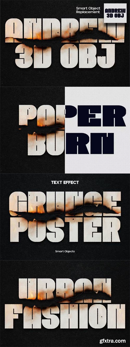 Urban Grunge Paper Burn Text Effect