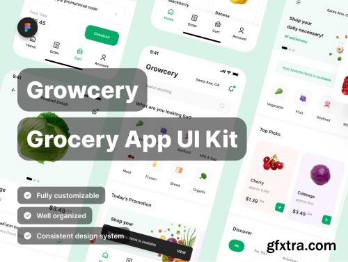 Growcery - Grocery App UI Kit Ui8.net