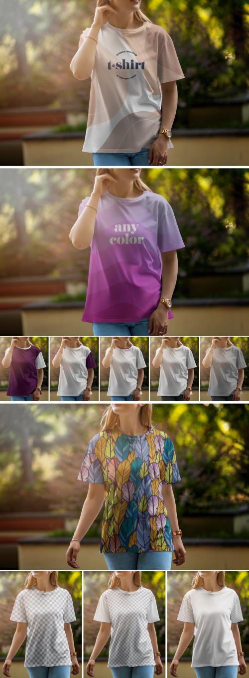Mockup of Women's T-shirt on Walk in the Park 641677573