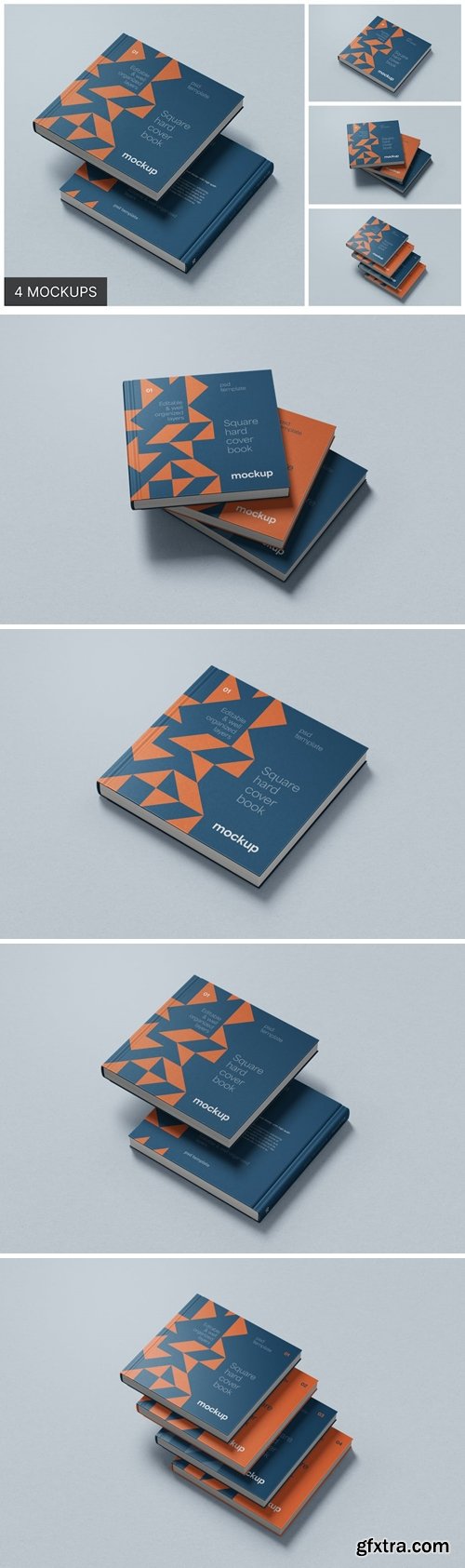 Square Hardcover Book Mockup Set E4L9R66 Square Hardcover Book Mockup Set E4L9R66
