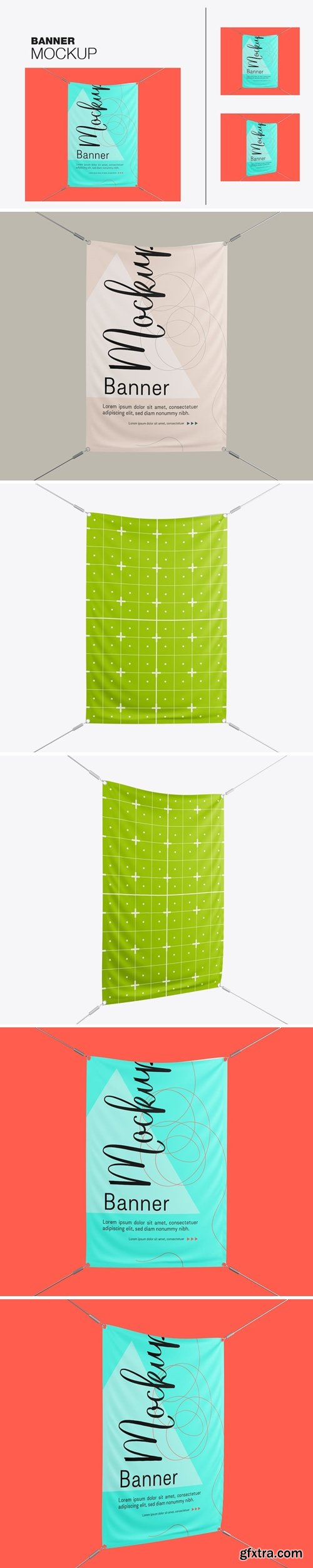 Set Vertical Outdoor Banner with Ropes Mockup 75N3VRB Set Vertical Outdoor Banner with Ropes Mockup 75N3VRB