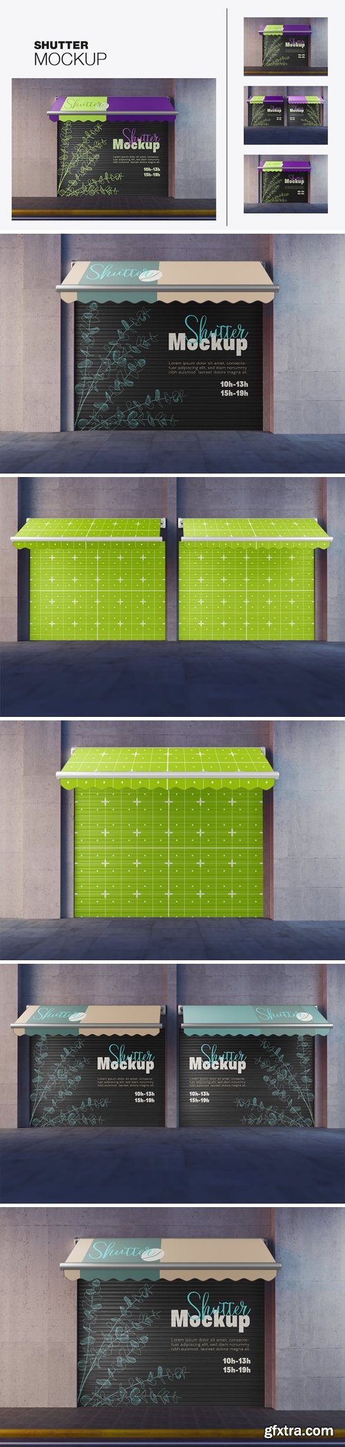 Store Metal Shutter with Awning Mockup YP27W5M Store Metal Shutter with Awning Mockup YP27W5M