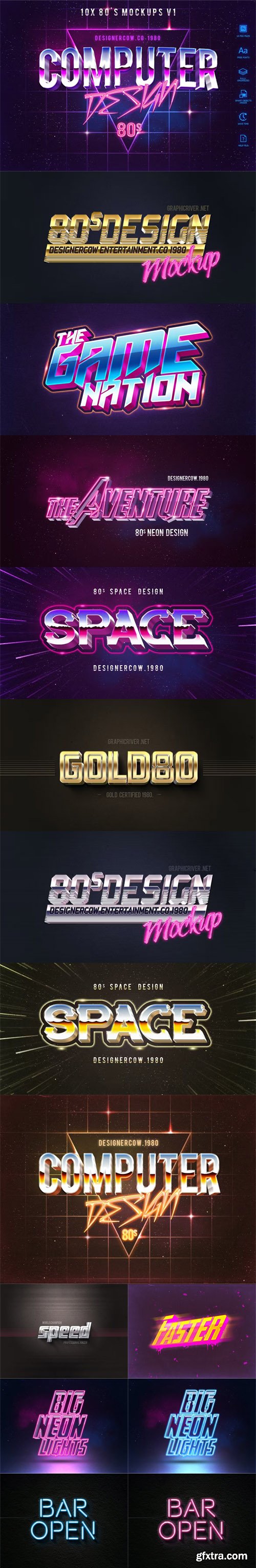 80's Style Text Mockups V1