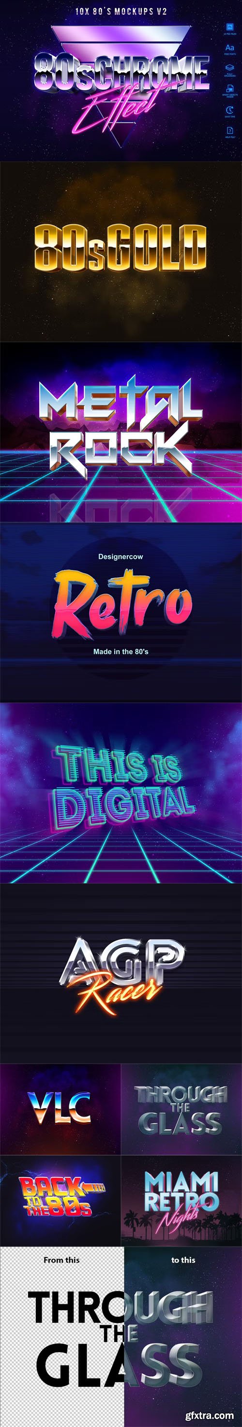80's Style Text Mockups V2