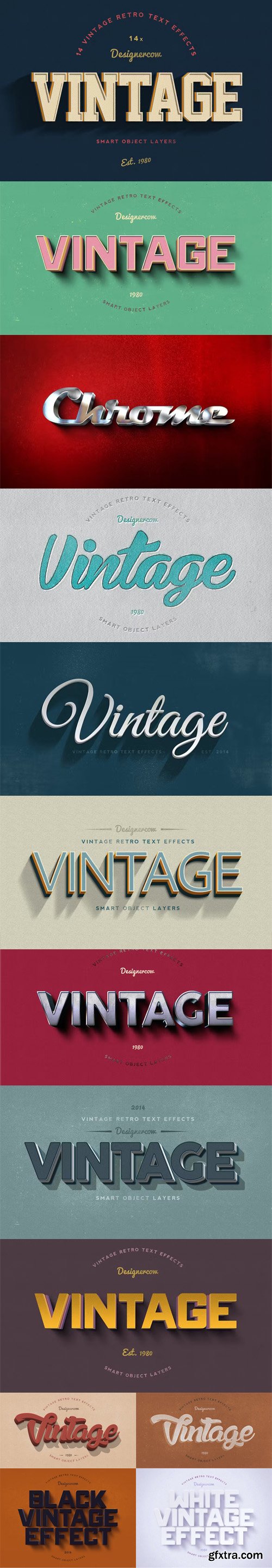 14 Vintage Retro Text Effects