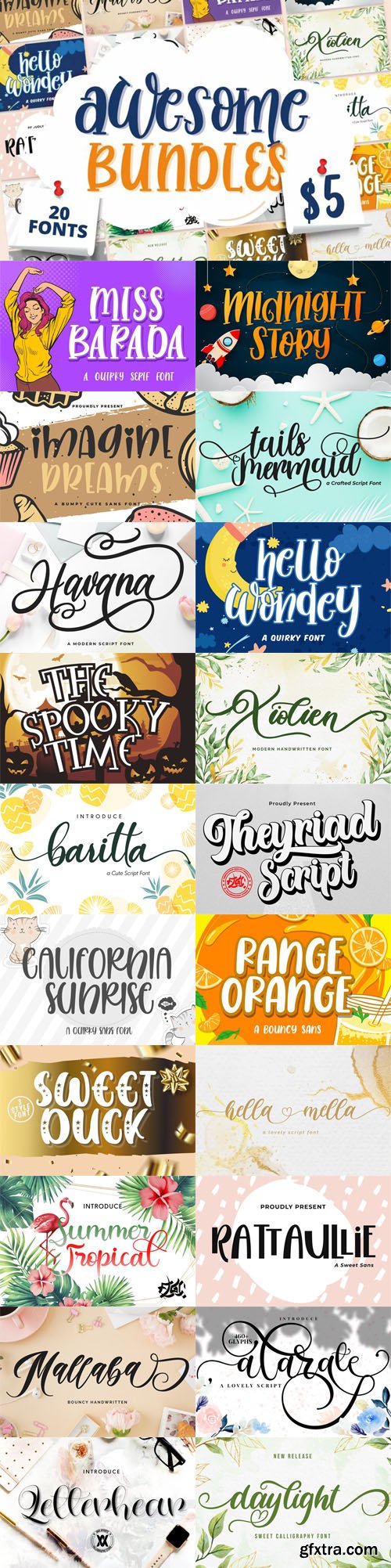 Awesome Font Bundle Vol 01 - 20 Premium Fonts