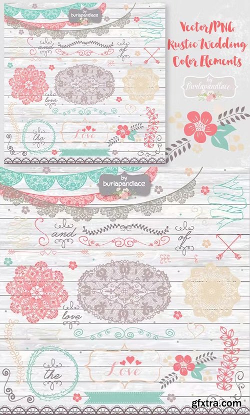 Vector Rustic Wedding Color Elements