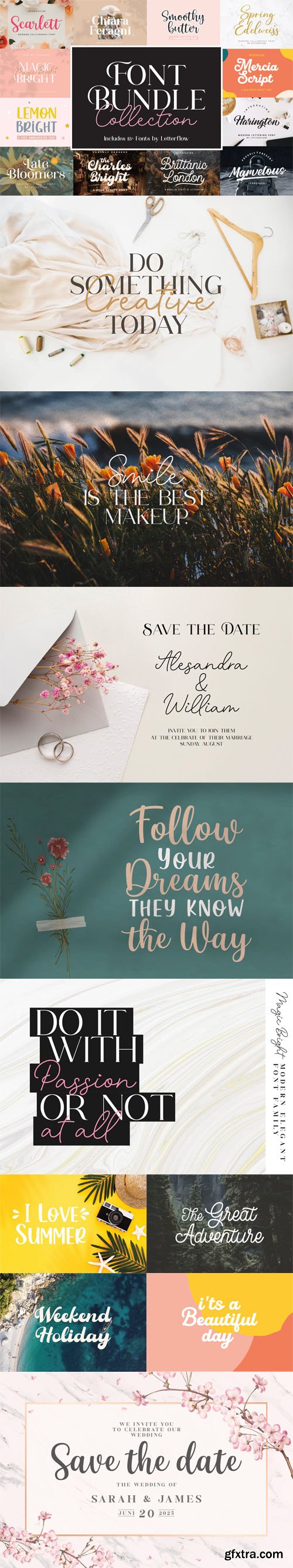 Font Bundle Collection - 13 Premium Fonts