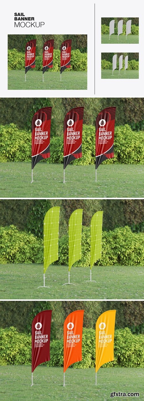 Set Scene with Flying Banners Mockup CCBLHEJ Set Scene with Flying Banners Mockup CCBLHEJ