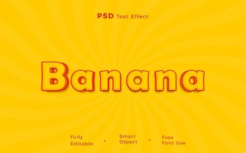 Premium PSD | Banana 3d editable text effect style psd with background Premium PSD