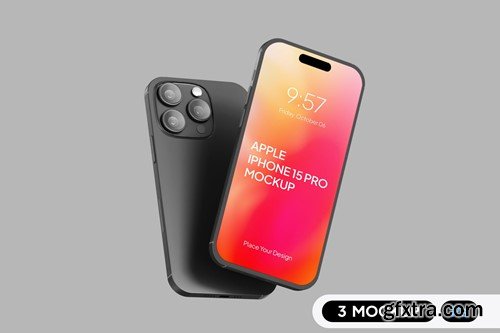 Black Titanium iPhone 15 Pro Mockup NBF8F7A