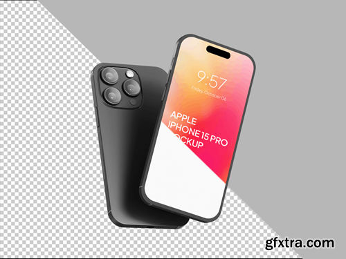 Black Titanium iPhone 15 Pro Mockup NBF8F7A
