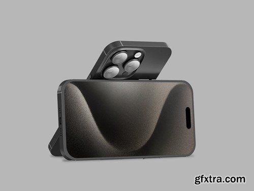 Black Titanium iPhone 15 Pro Mockup NBF8F7A