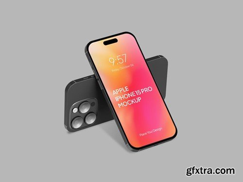 Black Titanium iPhone 15 Pro Mockup NBF8F7A