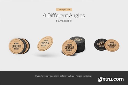 Round Beer Coaster Mockup Set 4EFM2KC
