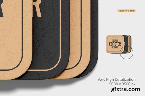 Square Beer Coaster Mockup Set XW38SFM