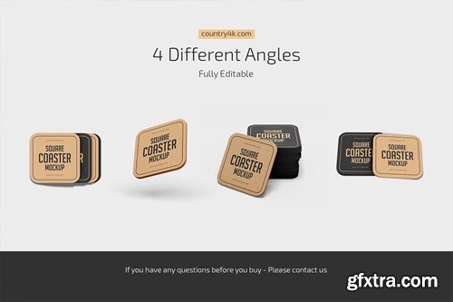 Square Beer Coaster Mockup Set XW38SFM