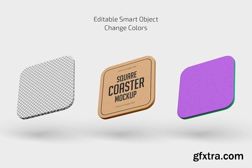 Square Beer Coaster Mockup Set XW38SFM