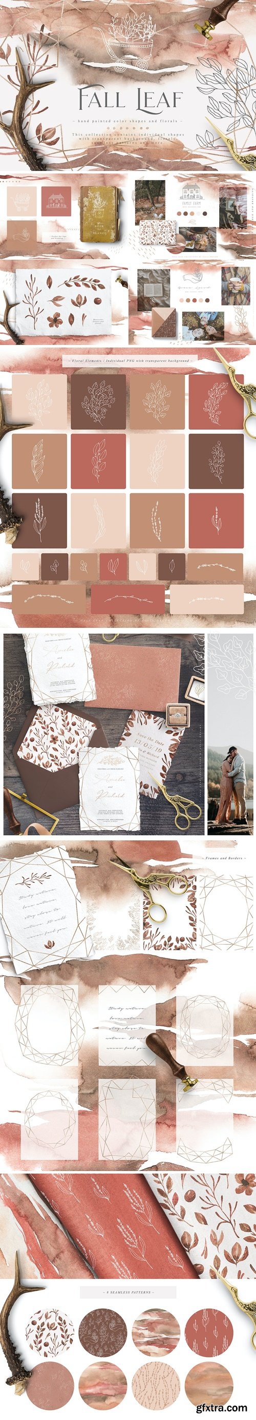 Fall Leaf Autumn Watercolor Collection Textures LBDZKLM