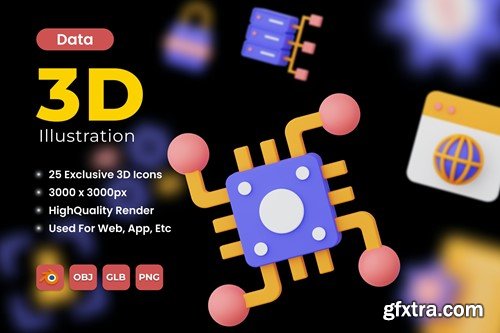 Data 3D Icons EJ5LXDH