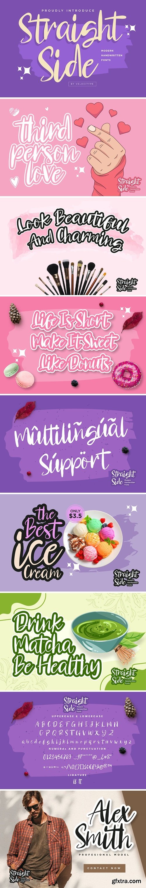 Straight Side - Handwritten Script fonts Straight Side - Handwritten Script fonts