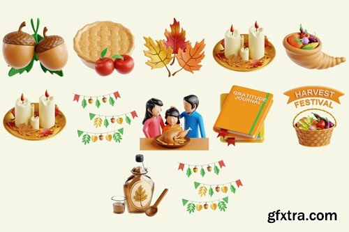 Thanksgiving V.1 - 3D Icon Set LNC9M24 Thanksgiving V.1 - 3D Icon Set LNC9M24