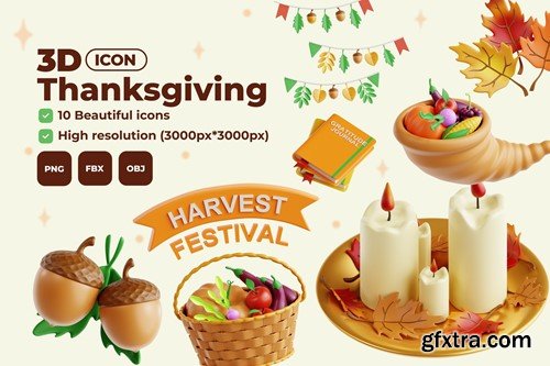 Thanksgiving V.1 - 3D Icon Set LNC9M24 Thanksgiving V.1 - 3D Icon Set LNC9M24