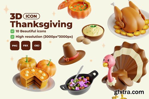 Thanksgiving V.2 - 3D Icon Set YC76ZM9 Thanksgiving V.2 - 3D Icon Set YC76ZM9