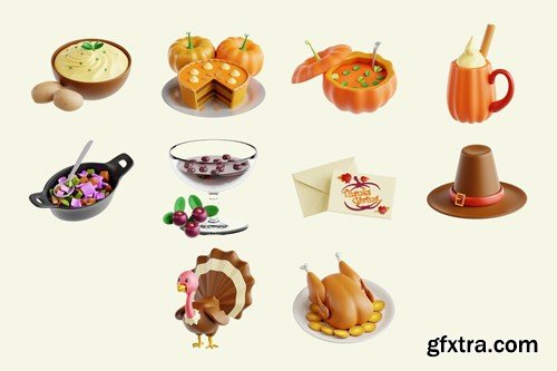 Thanksgiving V.2 - 3D Icon Set YC76ZM9 Thanksgiving V.2 - 3D Icon Set YC76ZM9