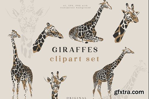Giraffes Illustrations Portrait Vector Set ATP32EB