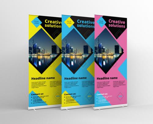 3 Colorful Roll Up Banners 2 - 161974239