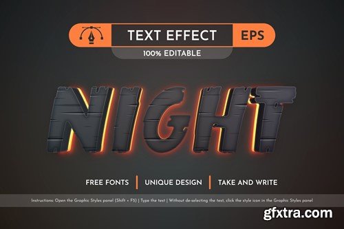 Night - Editable Text Effect, Font Style ZBHYUYA