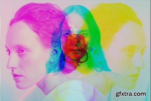 Triple Exposure Glitch PSD Photo Effect FF4LHG3