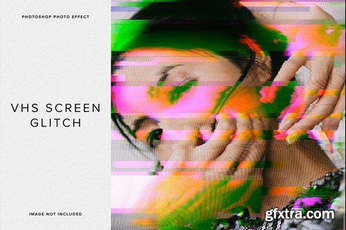VHS Screen Glitch PSD Photo Effect KZ6KWMK