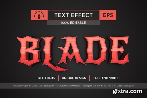 Blade - Editable Text Effect, Font Style AXFM3BN Blade - Editable Text Effect, Font Style AXFM3BN