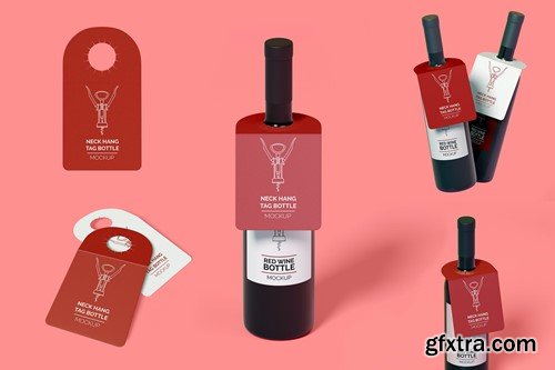 Bottle Neck Hang Tag Mockup Set MLP79WJ Bottle Neck Hang Tag Mockup Set MLP79WJ