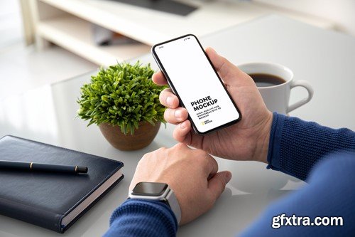Hand Holding Phone Concept Mockup 3KBGBH8