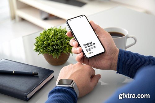 Hand Holding Phone Concept Mockup 3KBGBH8