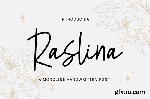 Raslina - A Monoline Handwritten Script Font D4HQNML Raslina - A Monoline Handwritten Script Font D4HQNML
