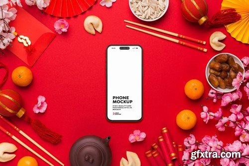 Chinese New Year Concept Phone Mockup NQGXUN2 Chinese New Year Concept Phone Mockup NQGXUN2