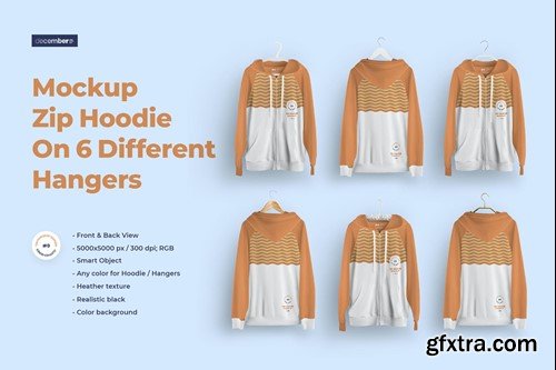 Front and Back Zip Hoodie Mockup On Hangers D59KXSY Front and Back Zip Hoodie Mockup On Hangers D59KXSY